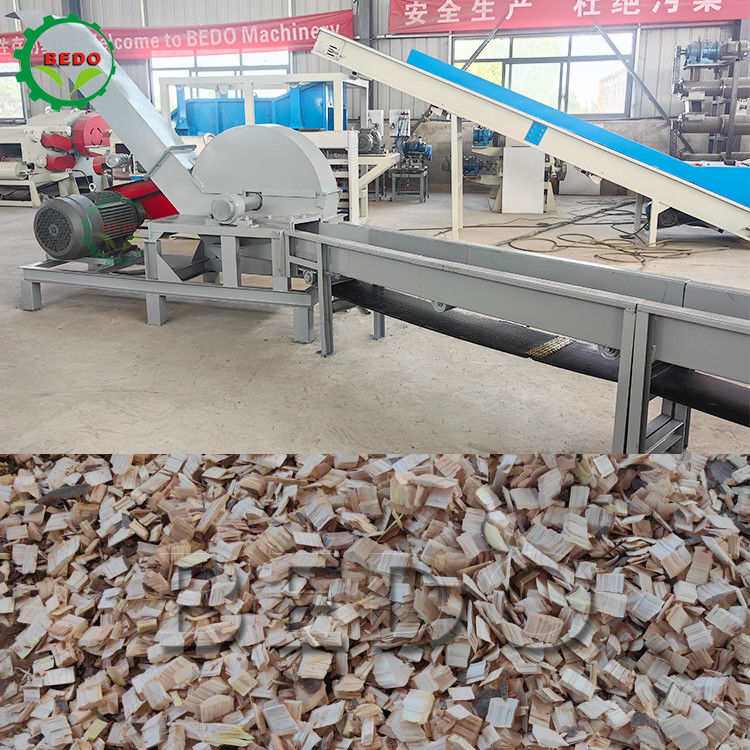 37KW Rừng gỗ Chipper Machine Feed Conveyor 25-35mm Chips loại trống Shredder