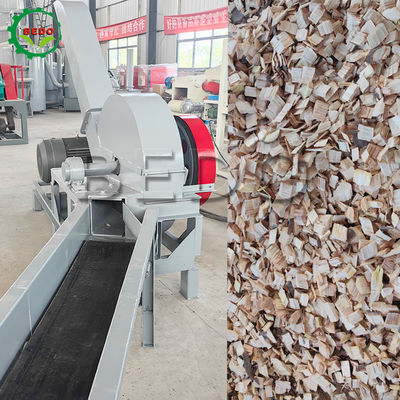 Máy băm gỗ điện công suất 3-5t / h Máy hủy tài liệu loại trống băng tải thức ăn tự động